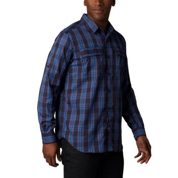 Columbia Silver Ridge 2.0 Plaid Long Sleeve, Camisa Azul Marino Para Hombre | 892764-DHB